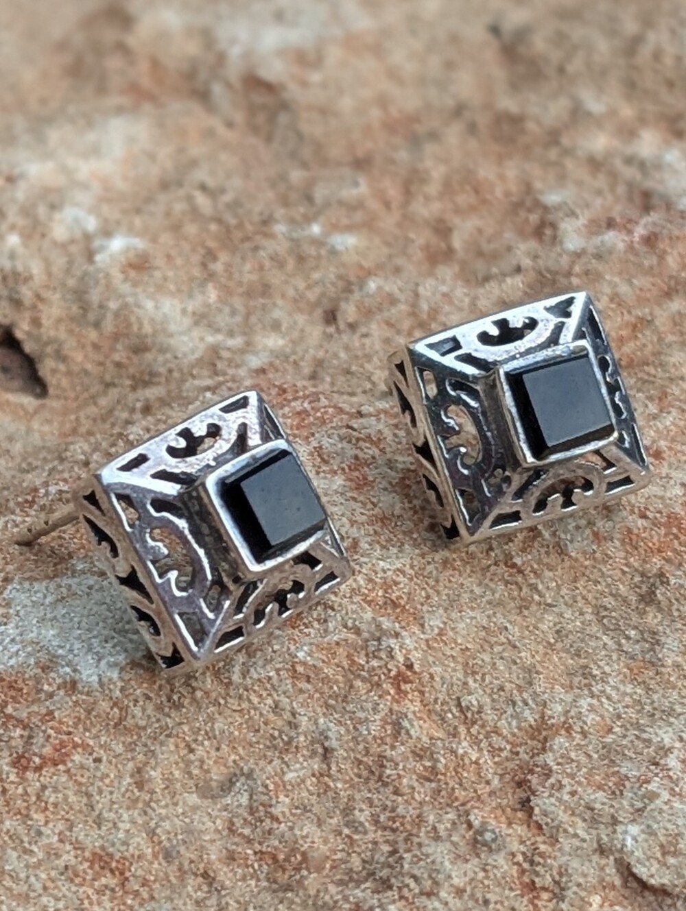 925 Sterling Silver Black Onyx Earrings without backs